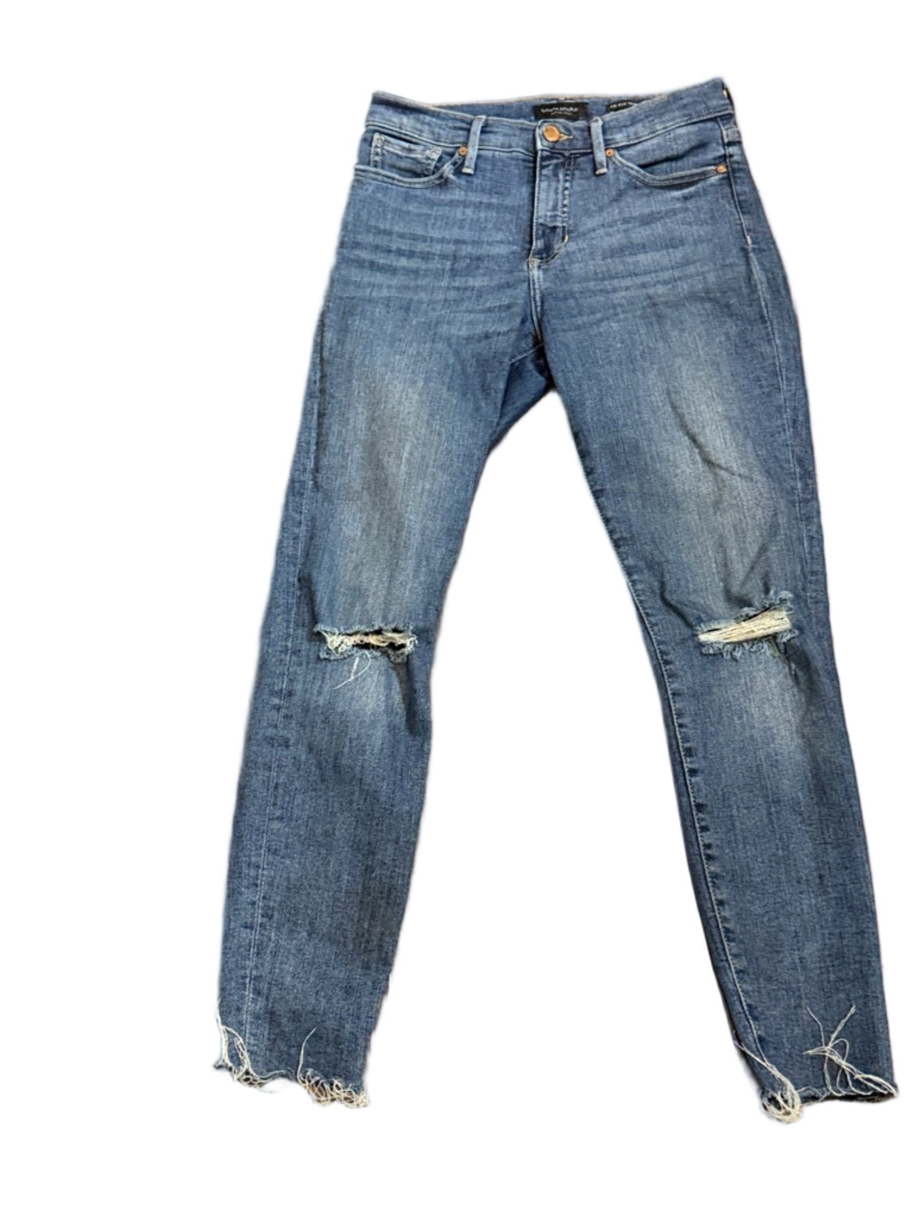 Banana Republic Mid-Rise Skinny Jeans - Medium Blue Distressed Size 26